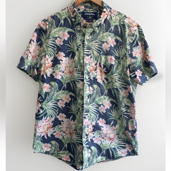 chubbies Other - Chubbies Hawaiian Print Button Up Shirt Mens Large Short Sleeve Tropical